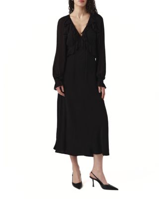 Naomi Long Sleeve Frill Midi Dress