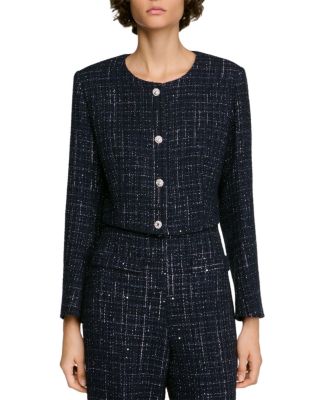 Ophelie Tweed Collarless Jacket
