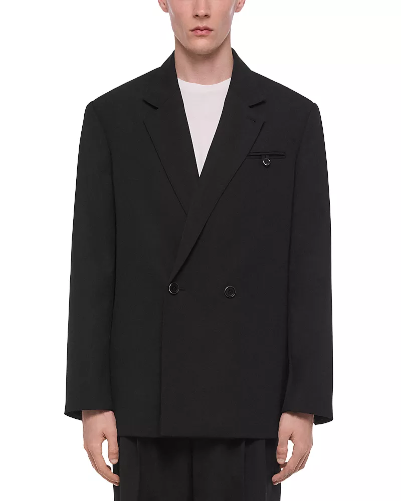 Helmut Lang Relaxed Fit Double Breasted Wool Jacket