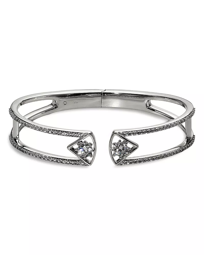 Nadri Celine Open Hinge Wide Bangle Bracelet
