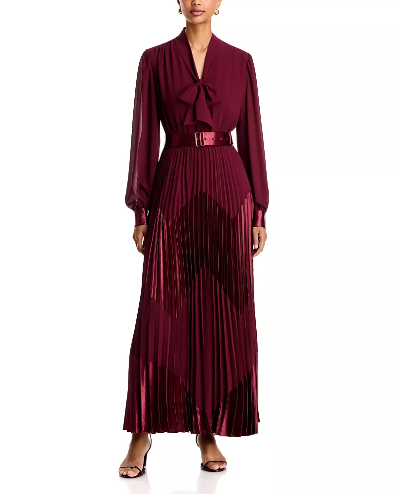 Elie Tahari The Carrie Belted Pleat Dress