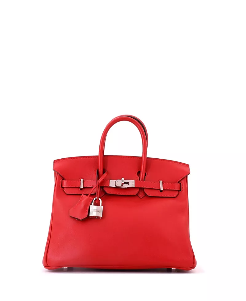 Pre-Owned HERMES Birkin 25 Swift Leather Palladium Hardware Tote