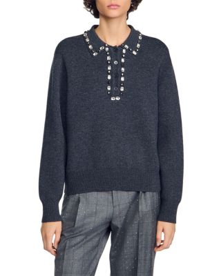 Antonia Embellished Polo Collar Sweater