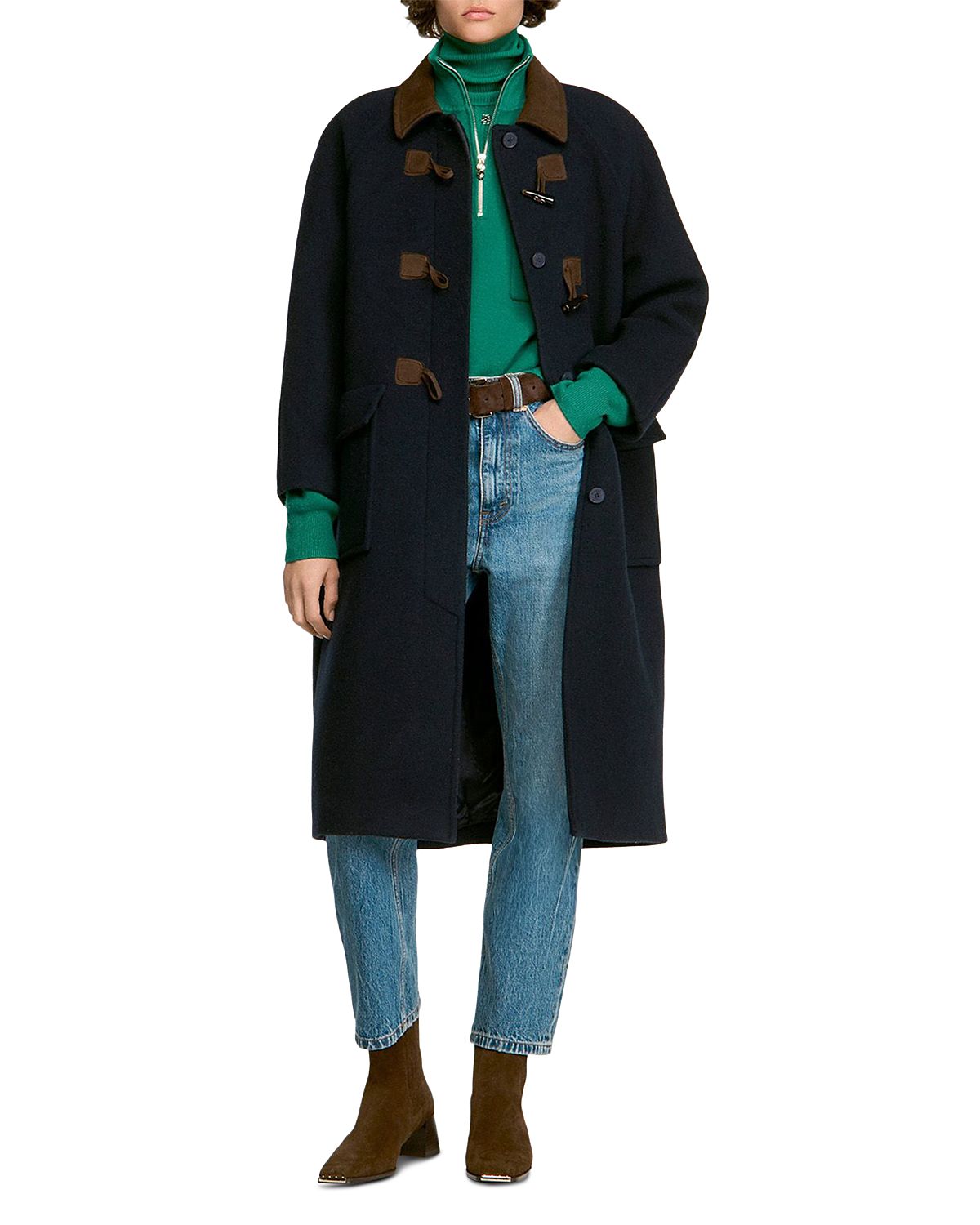Sandro Carter Wool Blend Duffel Coat