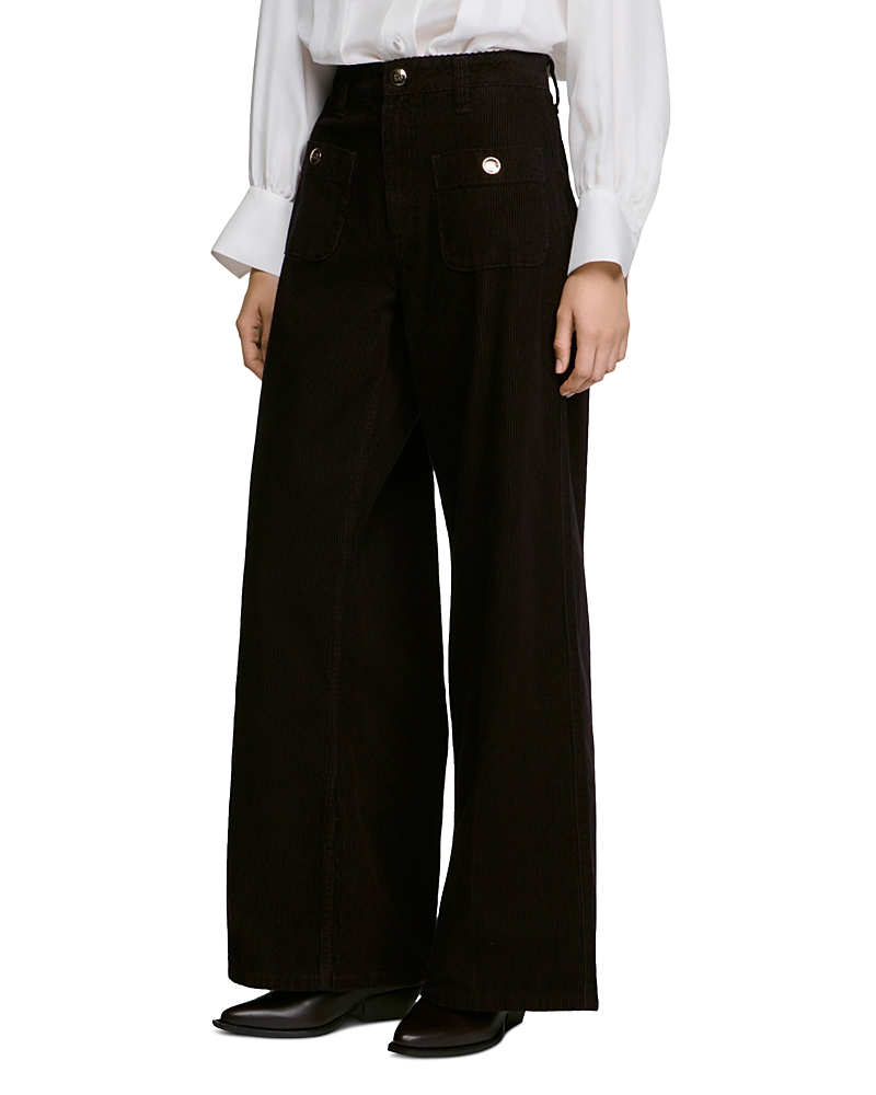 Sandro Bastiaan Corduroy Patch Pocket Wide Leg Pants