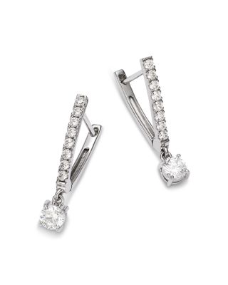 Diamond Solitaire Drop Earrings in 14K White Gold, 0.50 tcw