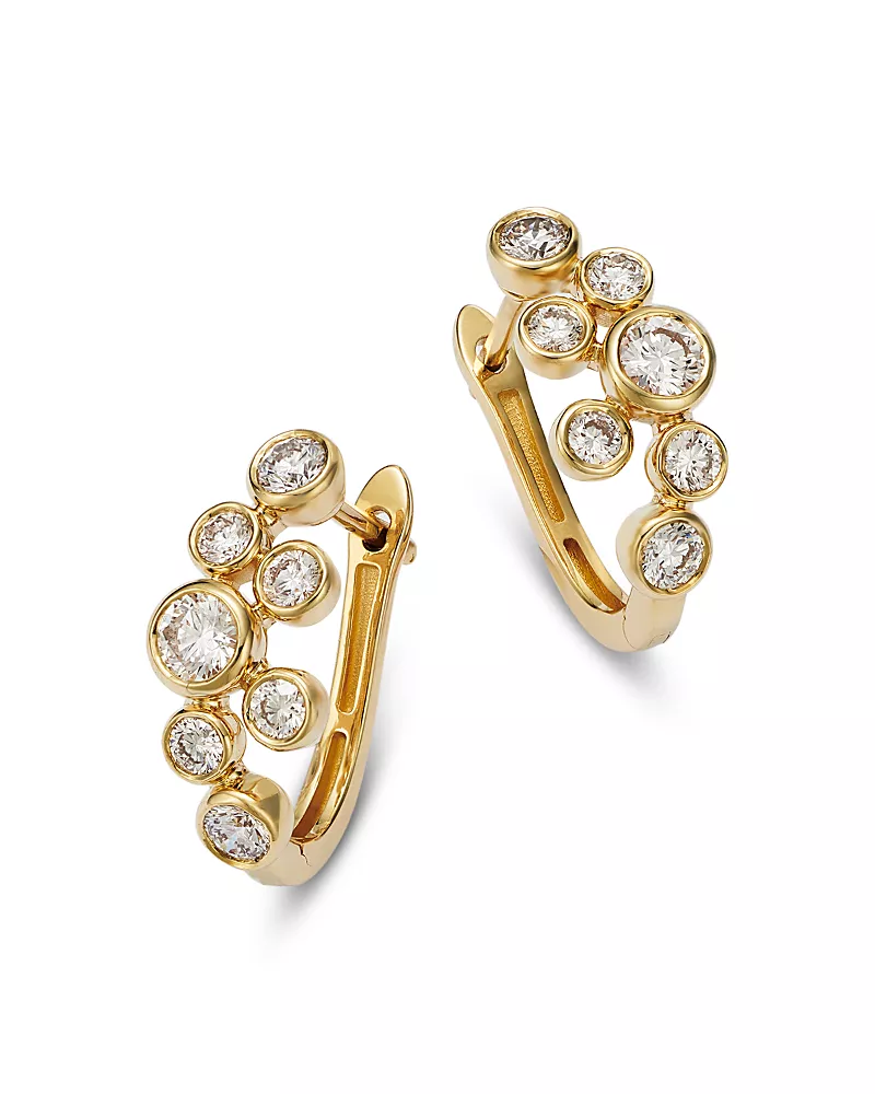Bloomingdale's Fine Collection Diamond Bezel Cluster Earrings in 14K Yellow Gold, 1.0 tcw