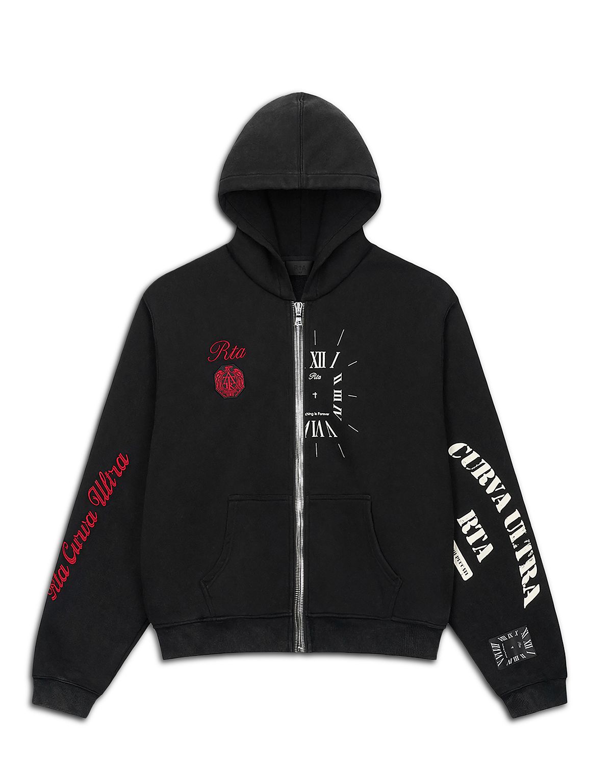 RtA Curva Ultra Cotton Logo Graphic Zip Hoodie