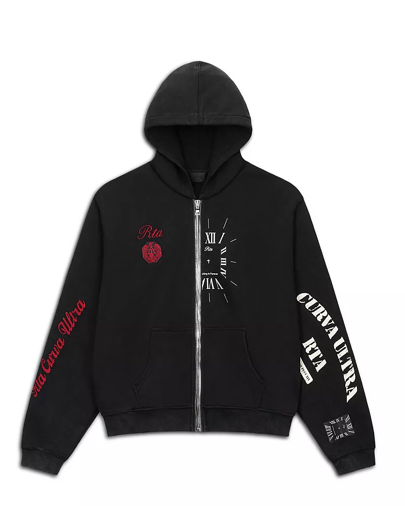 RtA Curva Ultra Cotton Logo Graphic Zip Hoodie