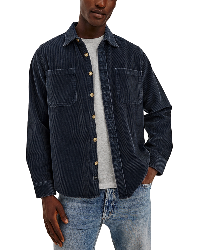 Rails Graham Cotton Corduroy Shirt In Mdnt Blue
