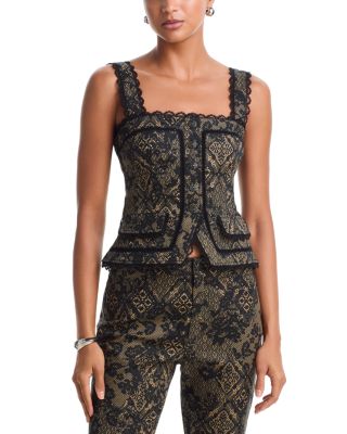 Cinq a Sept Myra Printed Patchwork Lace Top
