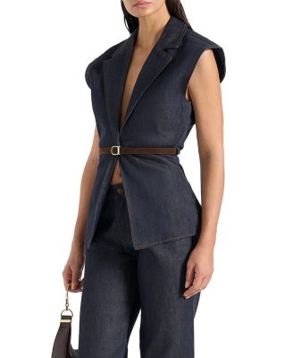 Linda Denim Wide Shoulder Cinched Waistcoat