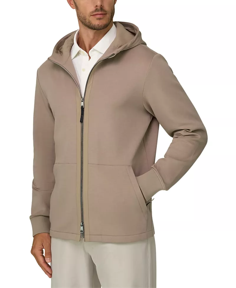 Boggi Milano Cotton Blend Scuba B Tech Full-Zip Hoodie