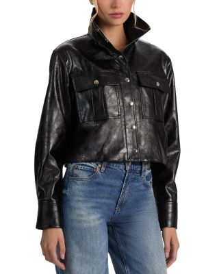 James Faux Leather Cropped Jacket - thumbnail 7