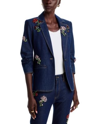 Cinq À Sept Cinq A Sept Rhinestone Roses Khloe Blazer In Blue