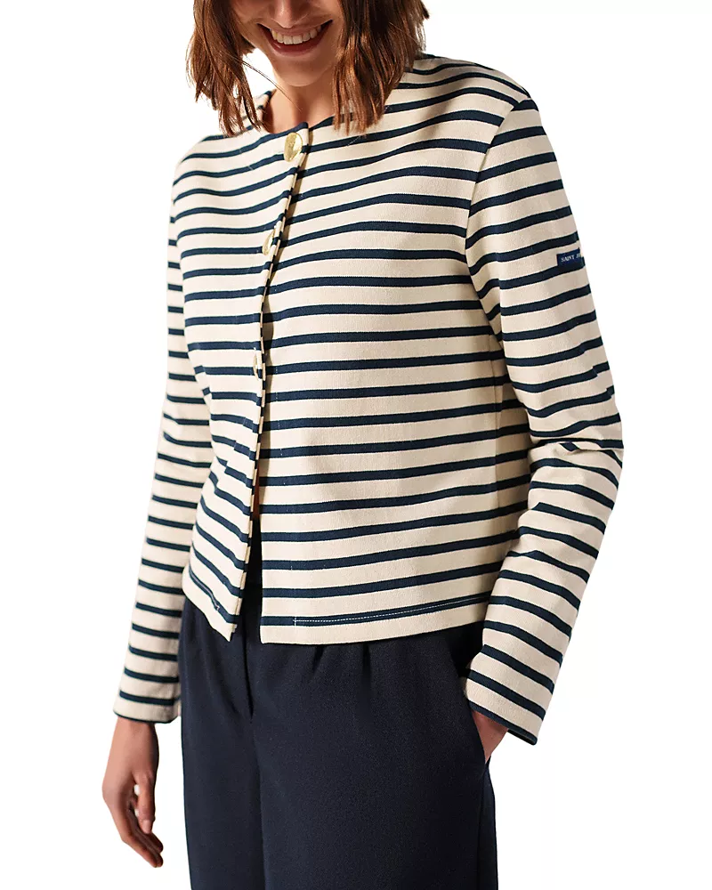 Saint James Arignac Cotton Stripe Cardigan