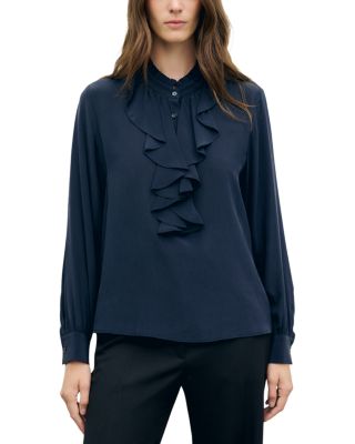 Loan Silk Ruffle Front Top