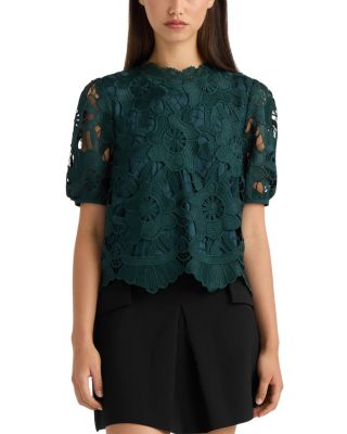 Floral Lace Mock Neck Top