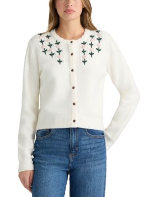 Floral Embroidered Crewneck Cardigan