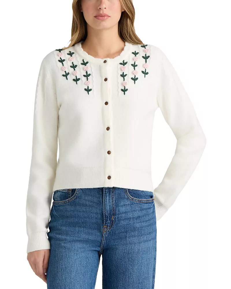 Nvlt Floral Embroidered Crewneck Cardigan