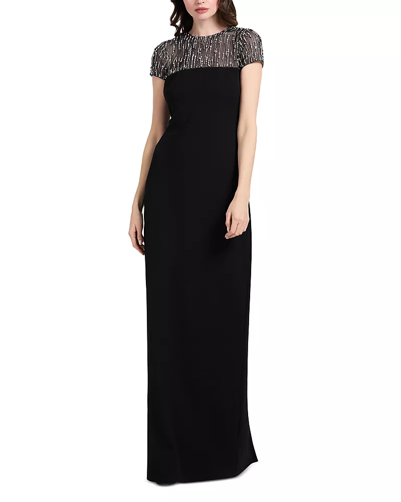 Emily Shalant Crystal Illusion Yoke Dress
