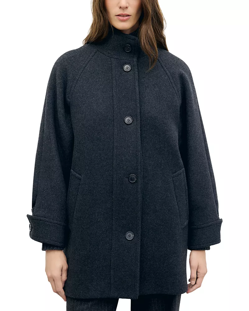 Gerard Darel Avry Wool Blend High Collar Coat