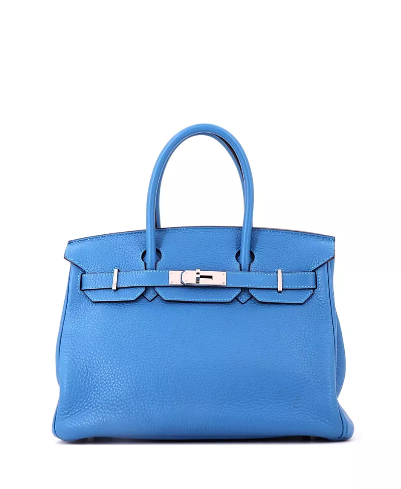 Pre-Owned HERMES Birkin 30 Clemence Leather Palladium Hardware Satchel