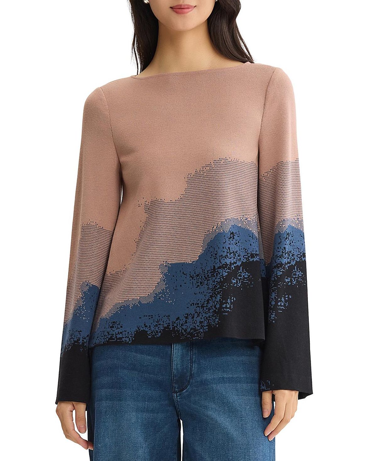 Misook Landscape Bell Sleeve Knit Top