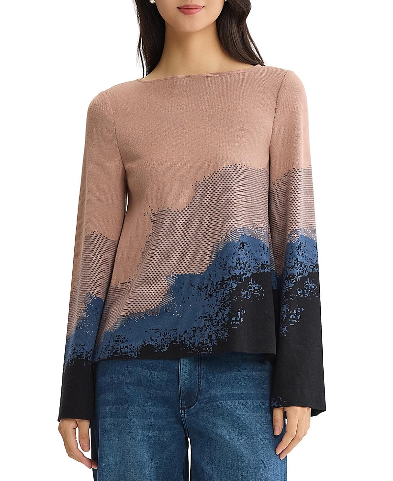 Misook Landscape Bell Sleeve Knit Top