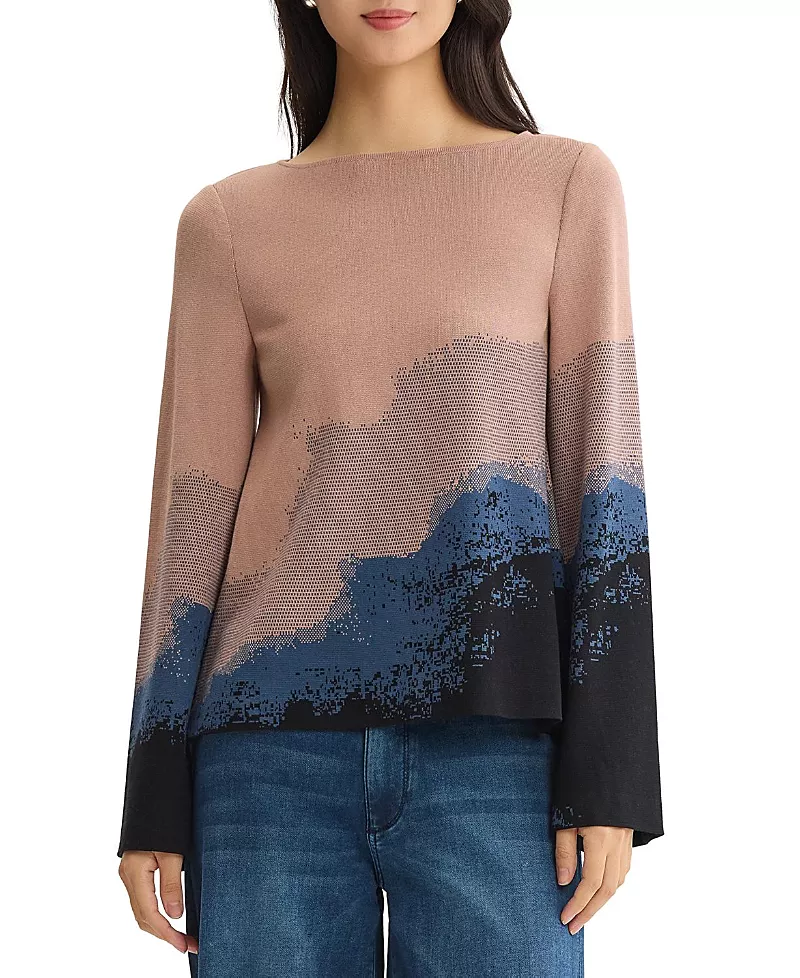 Misook Landscape Bell Sleeve Knit Top