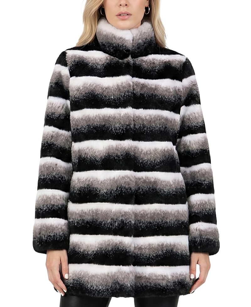 Lyla Grant Faux Fur Chinchilla Reversible Jacket In Black