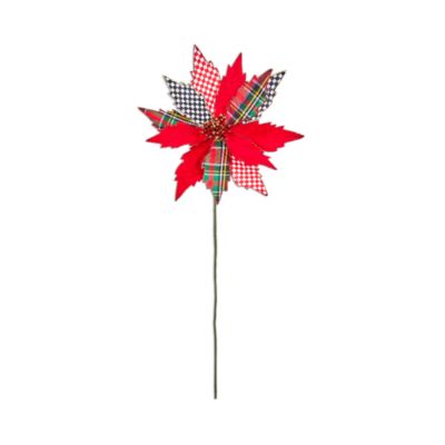 Timeless Tartan Poinsettia Stem