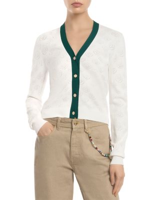 Pointelle Monogram Cardigan