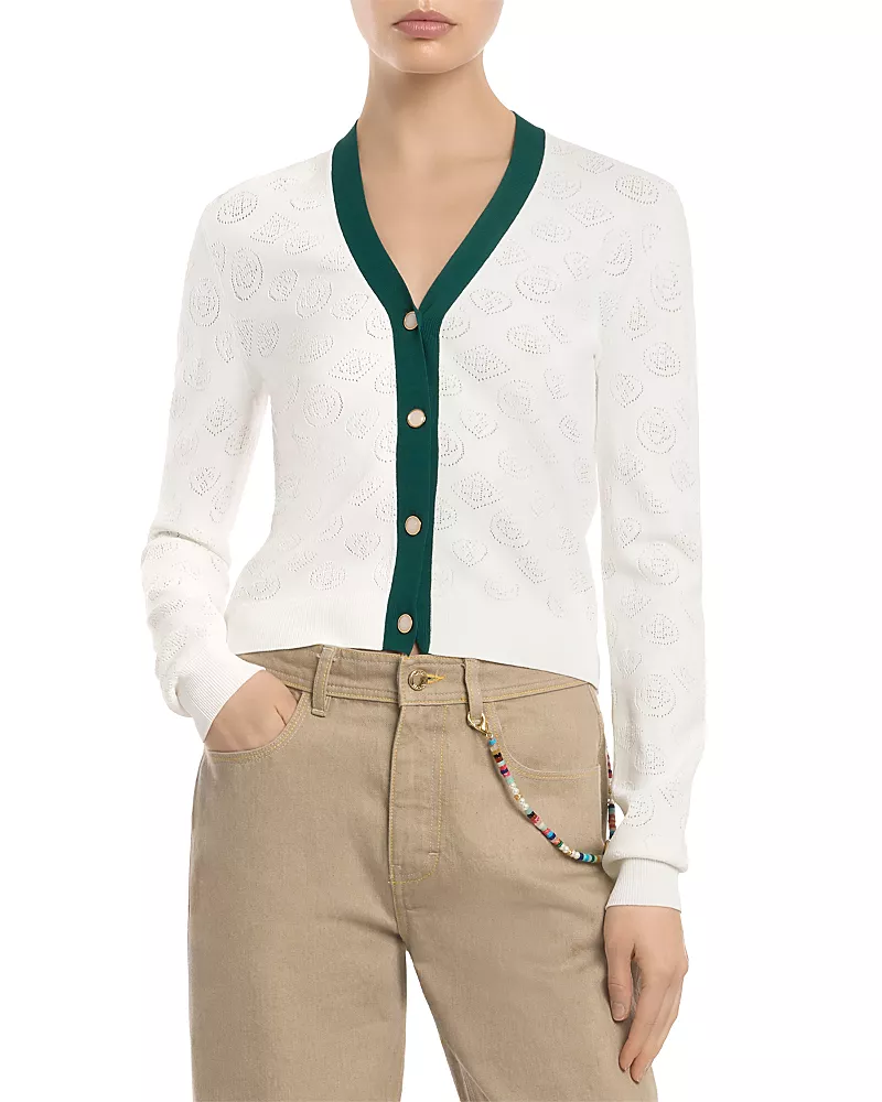 Casablanca Pointelle Monogram Cardigan