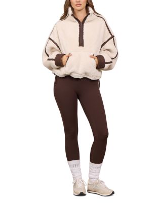 Contrast Binding Sherpa Quarter Zip Jacket - thumbnail 2