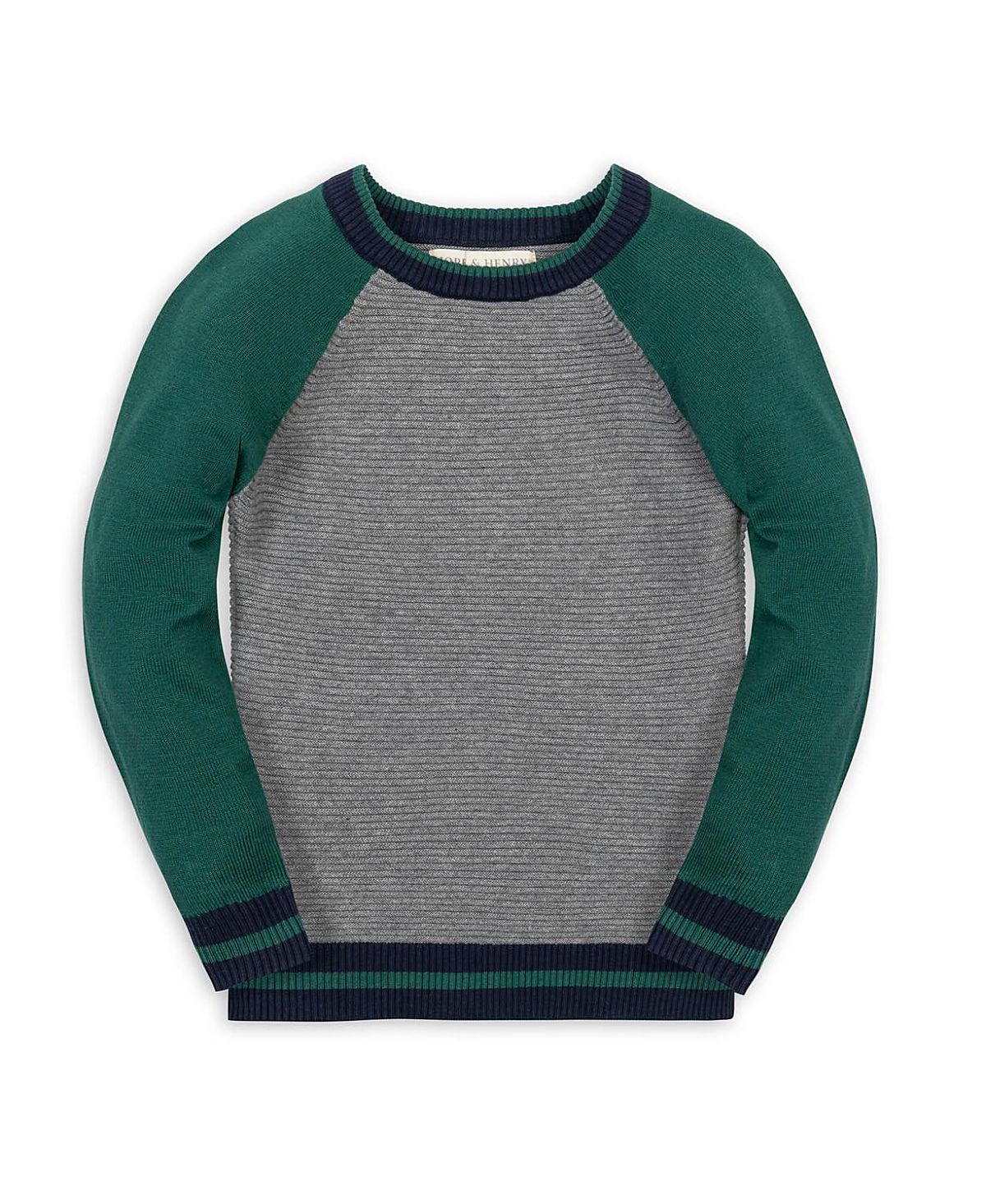 Hope & Henry Boys' Organic Long Sleeve Raglan Sweater - Big Kid