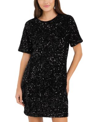Velvet Sequin Short Sleeve Dress