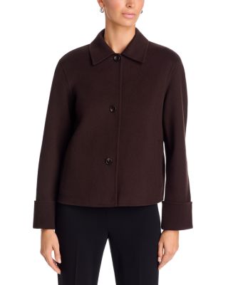 Double Face Wool Blend Boxy Cuff Jacket - thumbnail 9