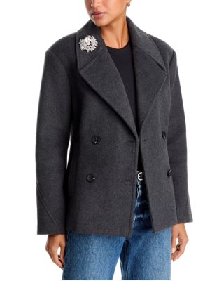 Embellished Hourglass Double Breasted Peacoat - Exclusive