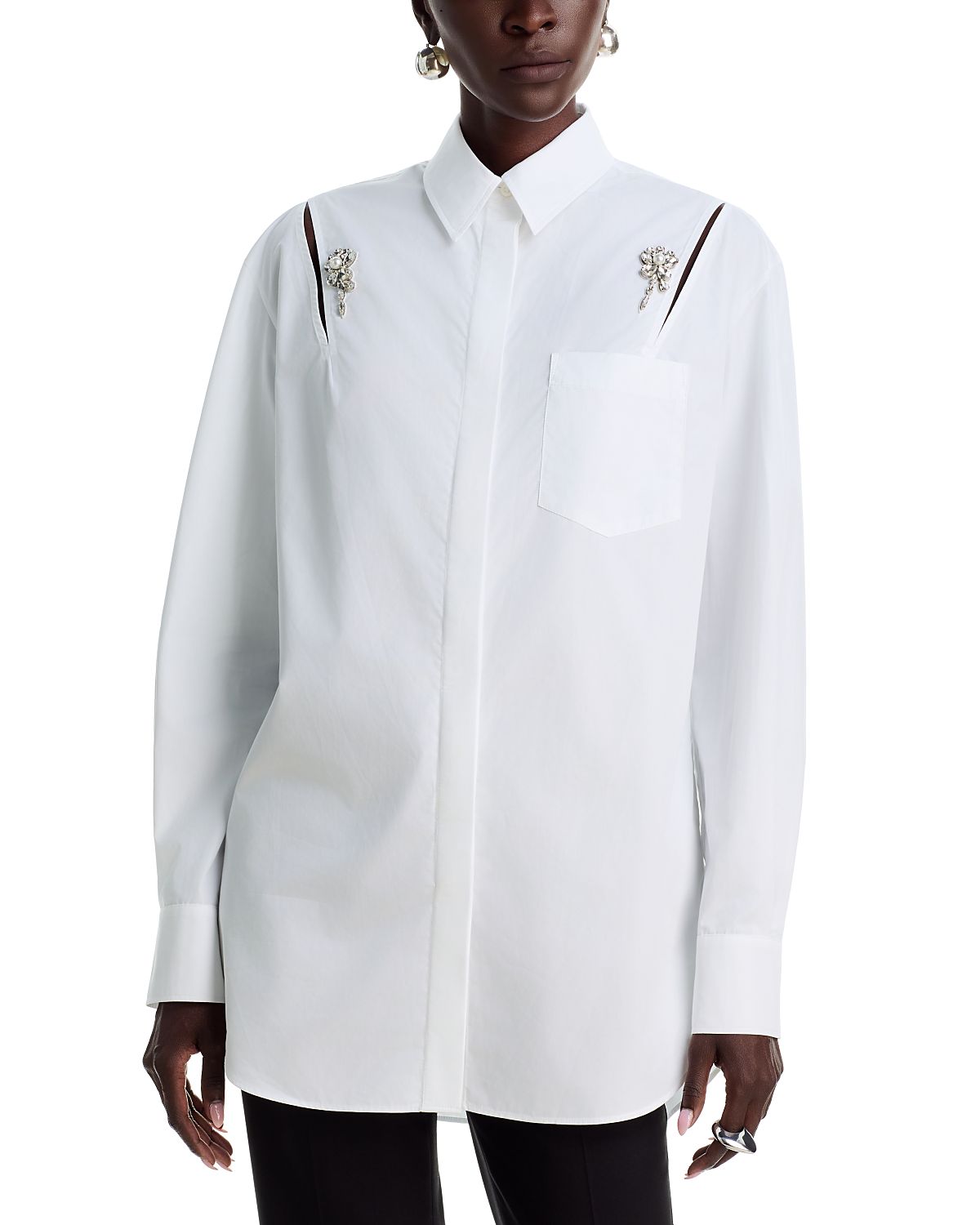 Simone Rocha Embellished Masculine Slash Shirt