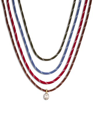 Cubic Zirconia Oval Pendant Cord Necklaces, Set of 4 - Exclusive