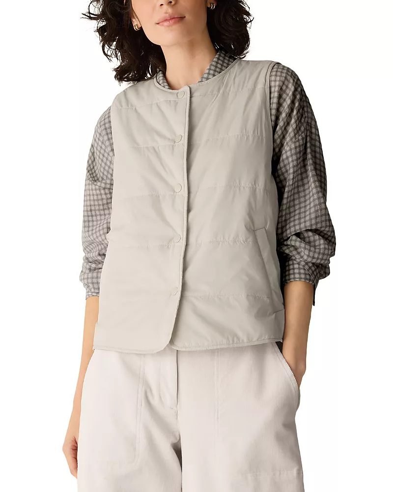 Eileen Fisher Nylon Round Neck Quilted Vest