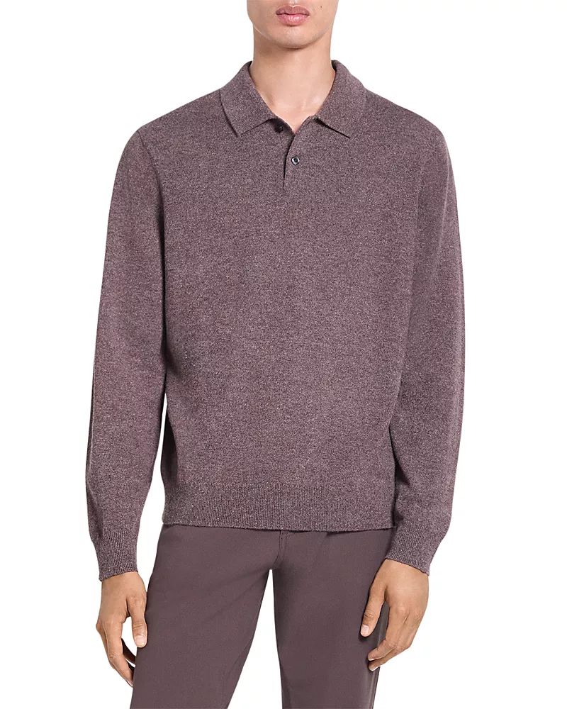 Theory Goris Cashmere Long Sleeve Polo Sweater