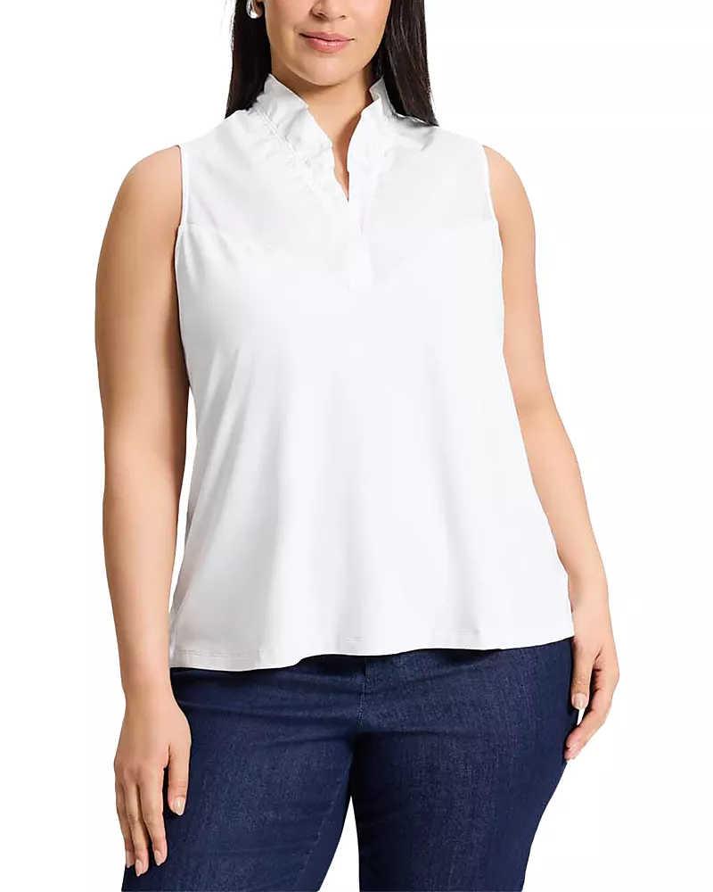 Foxcroft Plus Tammy Mixed Media Sleeveless Top