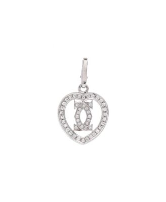  2C Heart Charm 18K White Gold with Diamonds