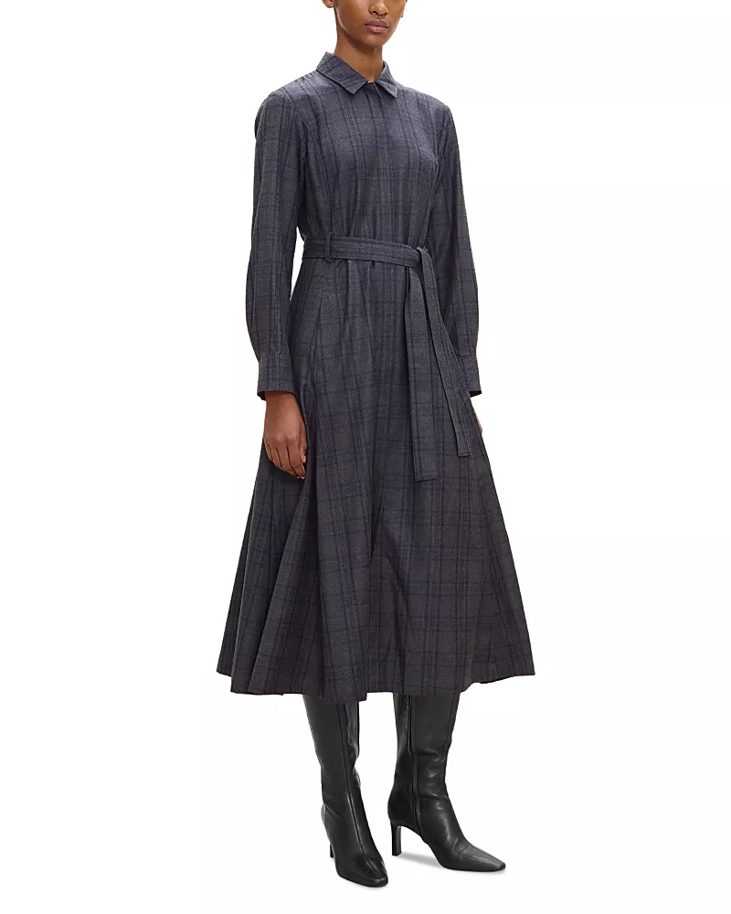 Theory Wool Belted Shirt Dress