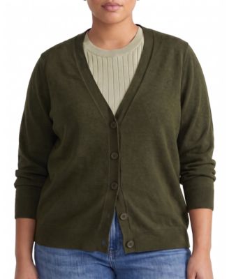 Universal Standard Women's Plus Savvy Fine Knit V-Neck Cardigan
