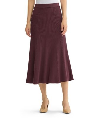  Flared Tonal Ribbed Knit Maxi Skirt