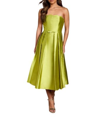 Scalloped Strapless Midi Dress
