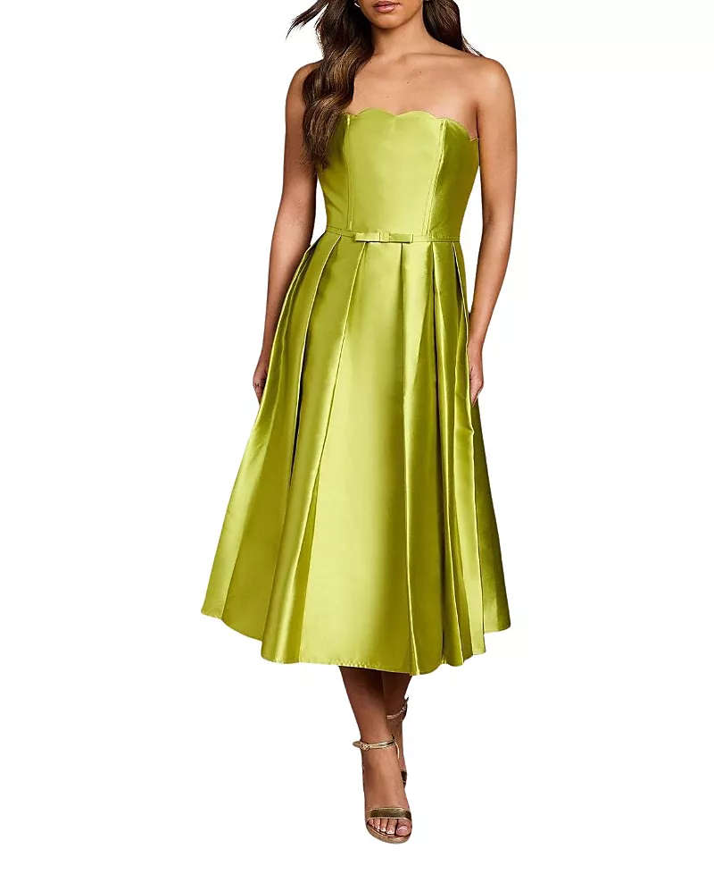 Coast Scalloped Strapless Midi Dress